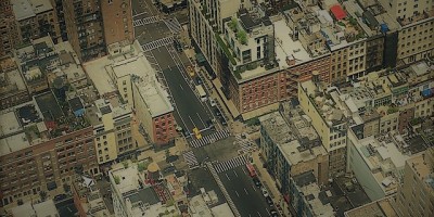 Aerial photo of an urban neighborhood