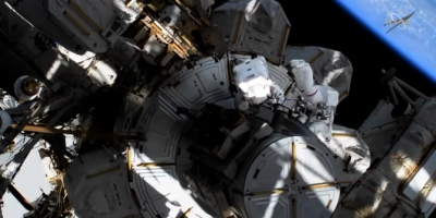 Two NASA astronauts engage in the first all-female spacewalk at the ISS