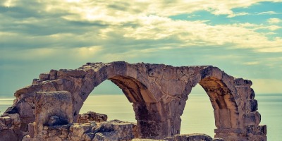 ruins in Cyprus overlooking the Mediterranean Sea