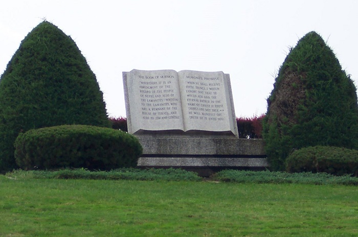 Book of Mormon sculpture at the Hill Cumorah in New York