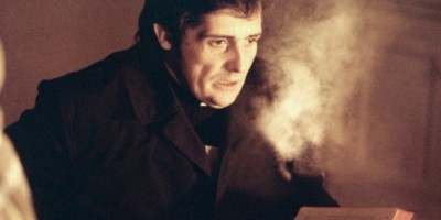 Father Karras, in the movie The Exorcist, reads from a holy book, his breath fogging up the air in front of his face
